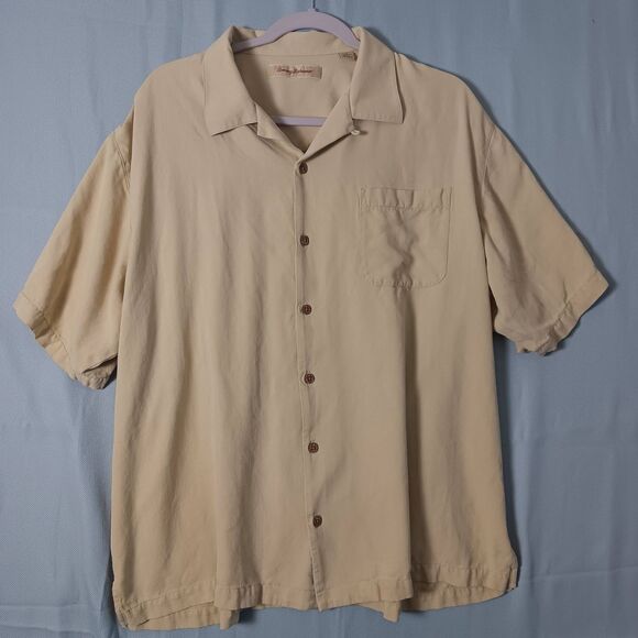 Tommy Bahama Mens XL 100% Silk Shirt  Island Button Up Classic Beige Throwback - Picture 14 of 14